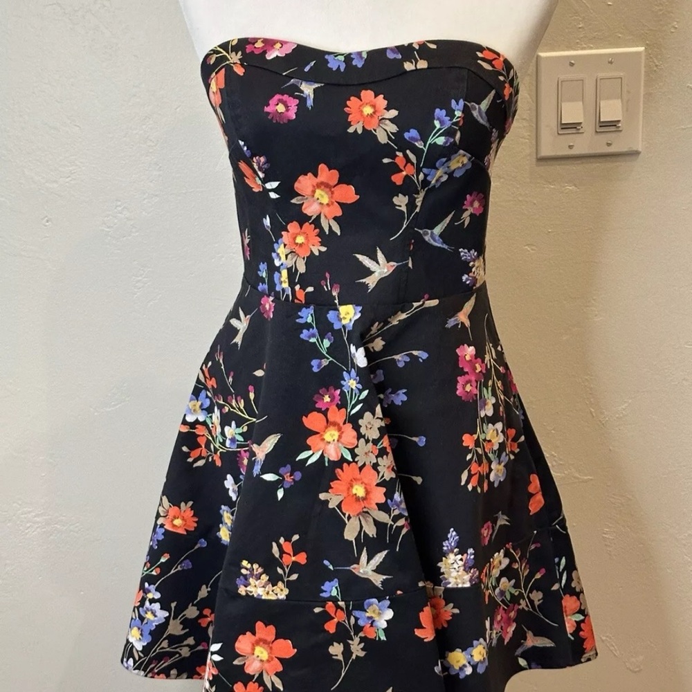 Express SX 6 Floral Strapless Peplum Dress
